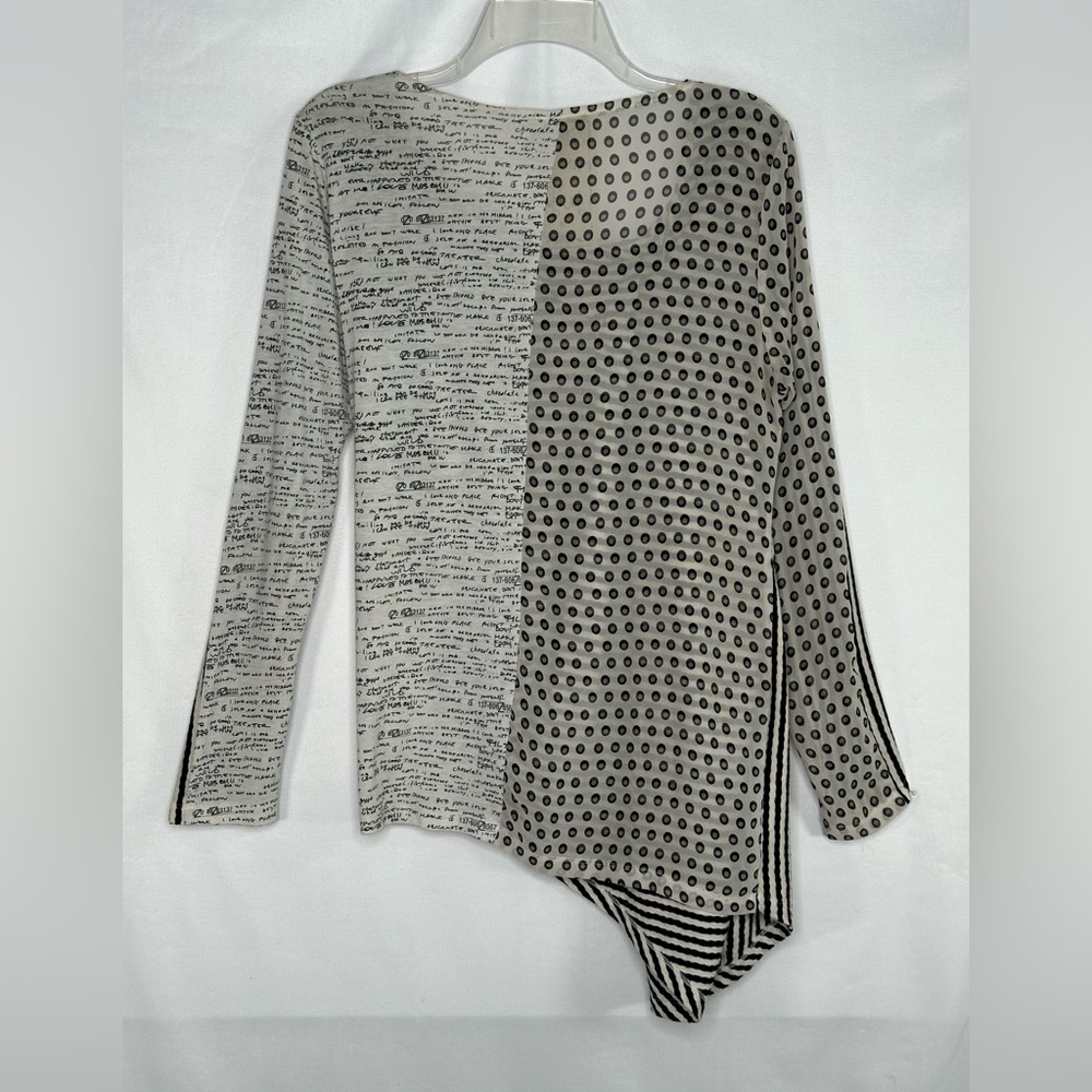 Jack & Jinger Mixed Media Popover Top Black & Off White Art To Wear Boho Sz M - Picture 2 of 10